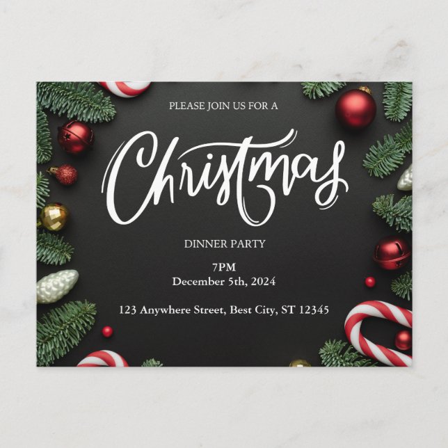 Weihnachtsessen Party Postkarte (Vorderseite)