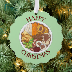 Weihnachtsessen Party UK Festive British Food Ornament Karte