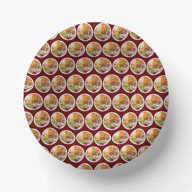 Weihnachtsessen Party UK Festive British Food Pappteller (Vorderseite)