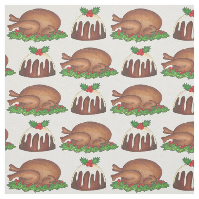 Weihnachtsessen Türkei Pudding Xmas Foods Stoff (Muster)