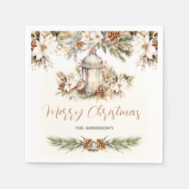 Weihnachtsessen Weiß und Creme Elegant Klassisch Serviette