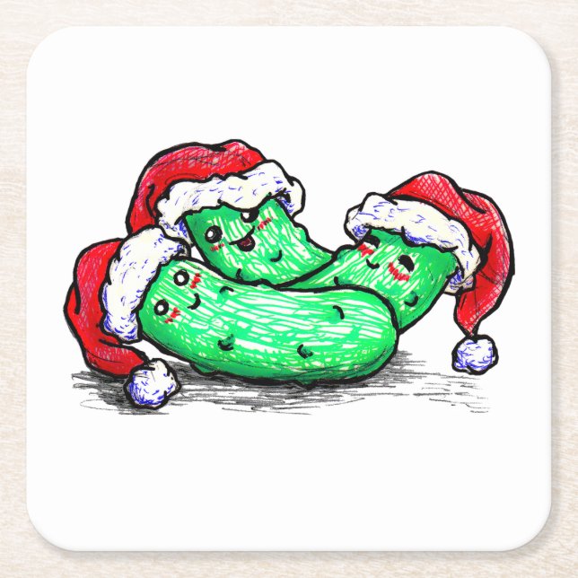 Weihnachtsessiggurken Rechteckiger Pappuntersetzer (Vorderseite)