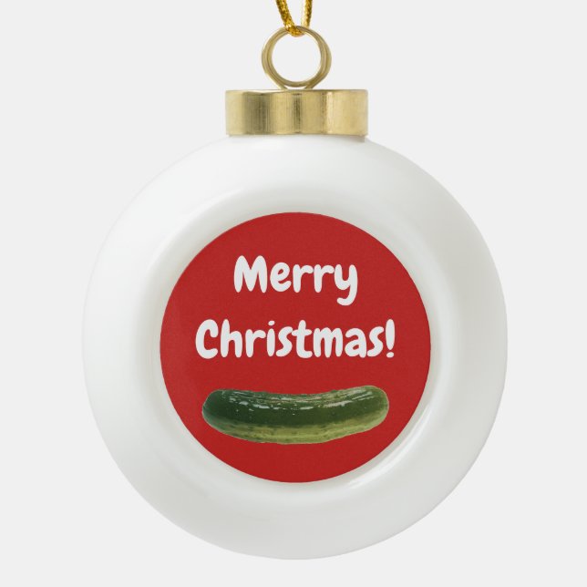 Weihnachtsessiggurken-Verzierung für den Keramik Kugel-Ornament (Vorderseite)