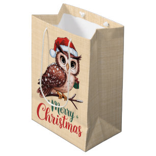 Weihnachtseule - Design Merry Christmas Festival Mittlere Geschenktüte