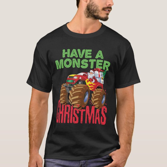 Weihnachtsfahrer Monster LKW feiern Weihnachten T-Shirt (Vorderseite)