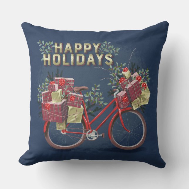 Weihnachtsfahrrad mit Vorträgen Kissen (Vorderseite)