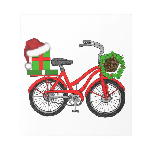 Weihnachtsfahrrad Notizblock (Vorderseite)