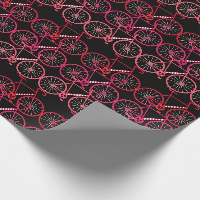 Weihnachtsfahrräder mit Candy Cane Stripes Geschenkpapier (Ecke)