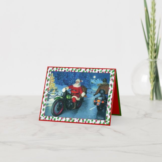Weihnachtsfahrten mit einer Motorrad-Weihnachtskar Karte (Vorderseite)