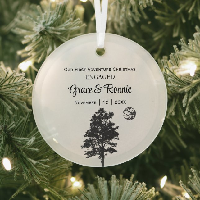 Weihnachtsfall Minimalistischer Baummond Couple Ve Ornament Aus Glas (InSitu)