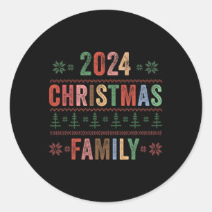 Weihnachtsfamilie 2024 Matching Family Group Xmas  Runder Aufkleber