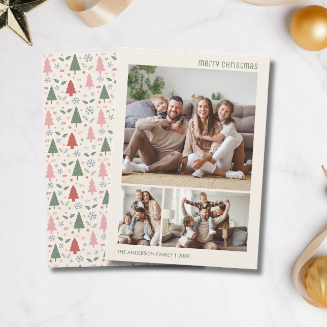 Weihnachtsfamilie 3 FotoCollage Feiertagskarte (Christmas Family 3 Photo Collage Holiday Card)