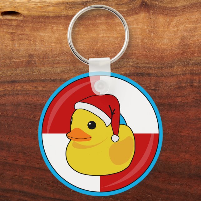 Weihnachtsfamilie Cruising Rubber Duck Schlüsselanhänger (Vorderseite)