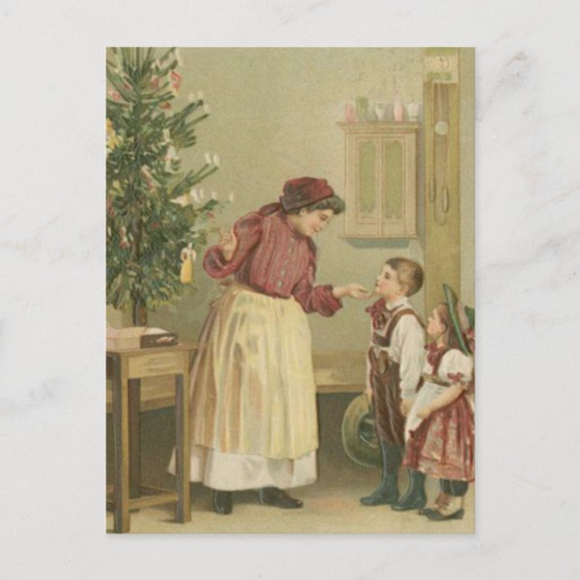 Weihnachtsfamilie Feiertagspostkarte (Vorderseite)