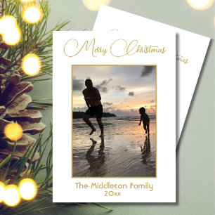 Weihnachtsfamilie Foto Elegant Gold Merry Feiertagskarte
