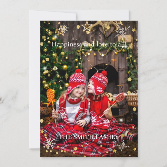 Weihnachtsfamilie Foto Feiertagskarte (Vorderseite)