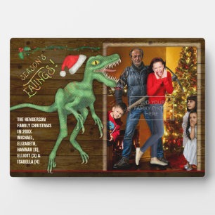 Weihnachtsfamilie Foto Funny Velociraptor Dinosaur Fotoplatte