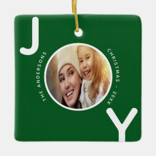 Weihnachtsfamilie Foto grün Freude modern Keramikornament