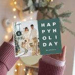 Weihnachtsfamilie Foto | Happy Holidays Green Postkarte<br><div class="desc">Weihnachtsfamilie Foto | Happy Holidays Green</div>