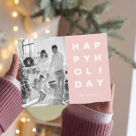 Weihnachtsfamilie Foto | Happy Holidays Pink Postkarte<br><div class="desc">Weihnachtsfamilie Foto | Happy Holidays Pink</div>