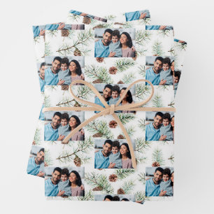 Weihnachtsfamilie Foto-Kiefer Geschenkpapier Set