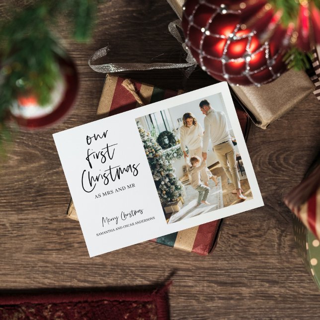 Weihnachtsfamilie Foto | Unser erstes Weihnachtspo Postkarte (Von Creator hochgeladen)