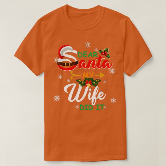 Weihnachtsfamilie Lieber Weihnachten Meine Ehefrau T-Shirt (Design vorne)