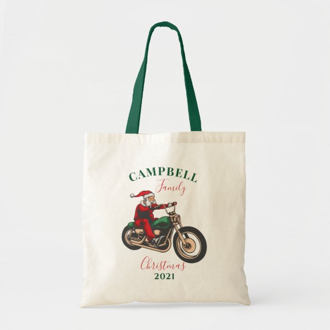 Weihnachtsfamilie Matching Biker Tragetasche (Vorne)