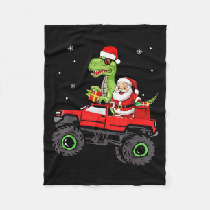 Weihnachtsfamilie Matching Santa Truck Dinosaur Bo Fleecedecke