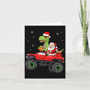 Weihnachtsfamilie Matching Santa Truck Dinosaur Bo Karte