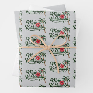 Weihnachtsfamilie Mele Kalikimaka Hawaii Strand  Geschenkpapier Set