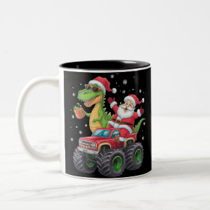Weihnachtsfamilie passend Santa LKW Dinosaurier  Zweifarbige Tasse