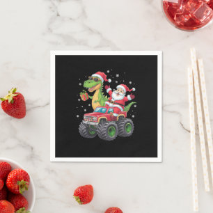 Weihnachtsfamilie passend zum Santa Truck Dinosaur Serviette