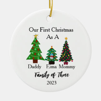 Weihnachtsfamilie, Personalisierte Weihnachtszeit Keramik Ornament
