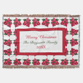 Weihnachtsfamilie Poinsettia Holiday Personalisier Decke