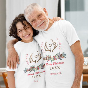 Weihnachtsfamilie rustikal Vintag blumenreich mit  T-Shirt