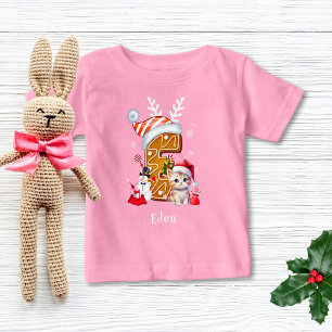 Weihnachtsfamilie Santa Gingerbrot Letter E Girl Baby T-shirt