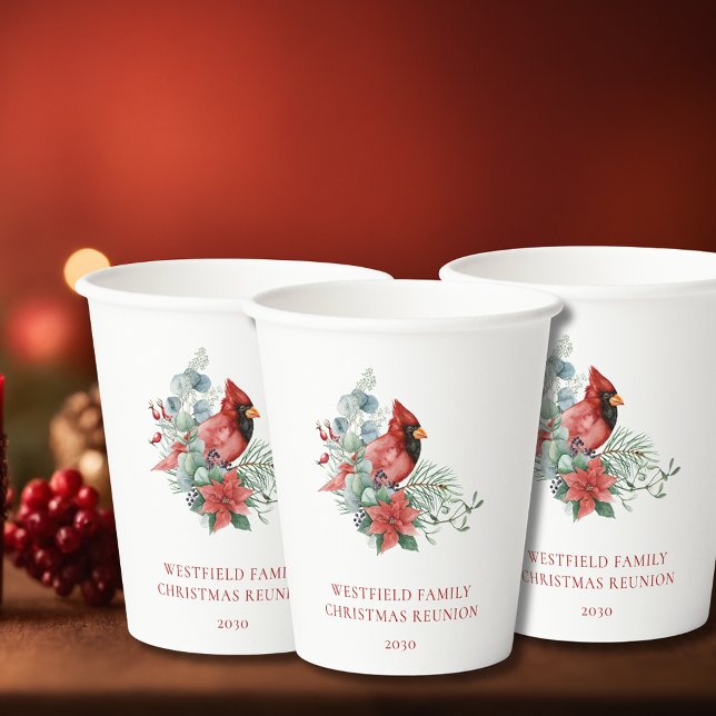 Weihnachtsfamilie Wiedersehen Red Kardinal Pappbecher (Christmas Family Reunion Red Cardinal Party Paper Cups)