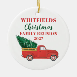 Weihnachtsfamilie Wiedersehen Red Truck Custom Keramik Ornament