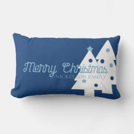 Weihnachtsfamilien Blau und Weiß Lumbalkissen Lendenkissen