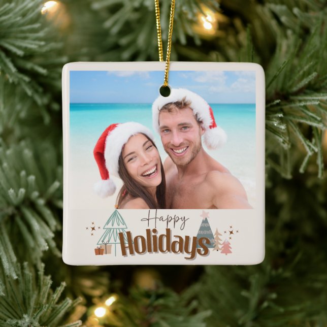 Weihnachtsfamilien einfache moderne Baumzerre Keramikornament (Baum)