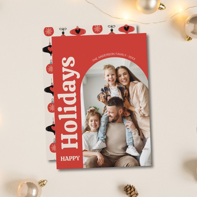 Weihnachtsfamilien Foto Arot Feiertagskarte (Christmas Family Photo Arch Red Holiday Card)