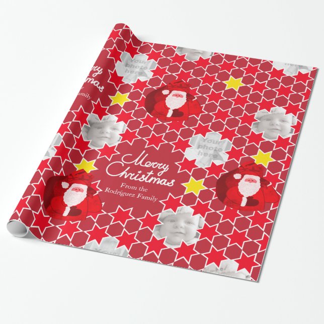 Weihnachtsfamilien-Foto Geschenkpapier (Ungerollt)