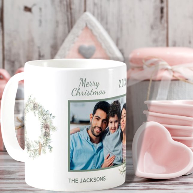 Weihnachtsfamilien Foto Kiefernkiefer Kaffeetasse (Von Creator hochgeladen)