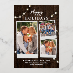 Weihnachtsfamilien Fotos Rustikal Folien Feiertagskarte