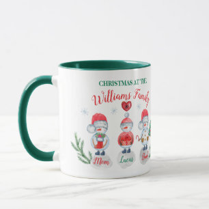 Weihnachtsfamilien Kinder Snowman Wasserfarbe Tasse