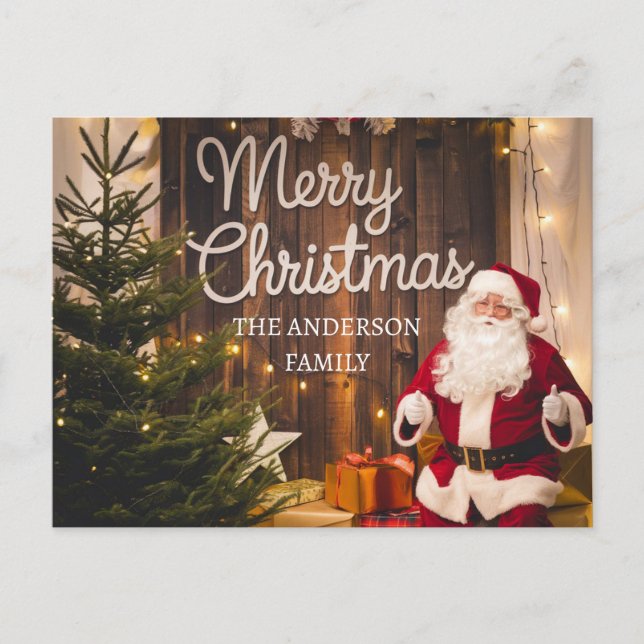 Weihnachtsfamilien mit Geschenken Personalisiert Postkarte (Vorderseite)
