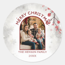Weihnachtsfamilienfoto Frohe Weihnachten  Runder Aufkleber