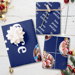 Weihnachtsfamilienfoto Liebe Frieden Freude Feiert Geschenkpapier Set