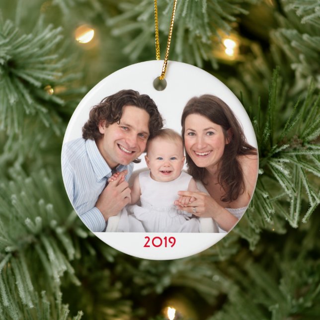 Weihnachtsfamilienfoto Template 2019 Cool Keramik Ornament (Baum)
